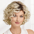 Hair Wig Short Curly Layered Wigs for White Women Dark Root Wigs with Bangs