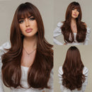 Long Fluffy Wave Blonde Wigs with Bangs Cosplay Natural Ombre Wigs for Women
