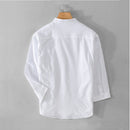 Oxford Cotton Three Quarter Sleeve Shirt for Men Summer Casual Tops