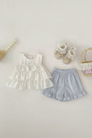 Girls Baby Girl Polka Doll Shirt flower Bud Shorts Two-piece Set Summer Outfit