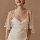Pearl Beaded Wedding Wrap Sheer Jewel Collar Soft Tulle Front Shawl Marriage Accessories For Women Dress