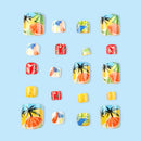 24pcs Summer Cute Fake Toe Nails Beach Coconut Tree Fruit False Toenail Tips for Women Press on Toenails