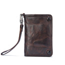 Genuine Leather Men Wallet Clutch Purse Male Bifold Money Clips with Hasp Card Wallet Short