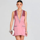 Elegant Women Luxury Formal Rhinestone Mini Dress Evening Ladies Spring Summer