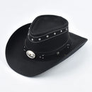 Leather Western Cowboy Hat Bull Shaped Decor Panama Hats For Men Travel Knight Country Hat