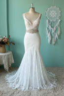 Mermaid Wedding Dress Bohemia Lace Appliques Straps Bridal Gowns