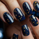 Medium nails for women girls gradient starry design Square ballet tips press on nail