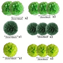13Pcs Green Tissue Pom-Pom Decoration Set, Tissue Flower Hanging Paper Flower Decoration Wedding, Birthday, Party Decoration