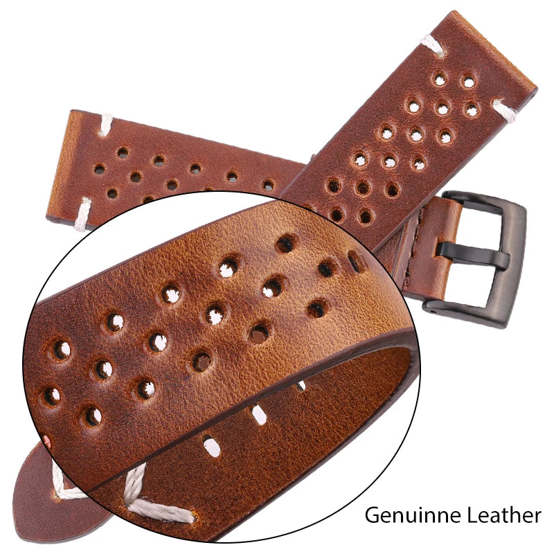Handmade Genuine Leather Strap 22mm Breathable Band for Samsung Galaxy Watch