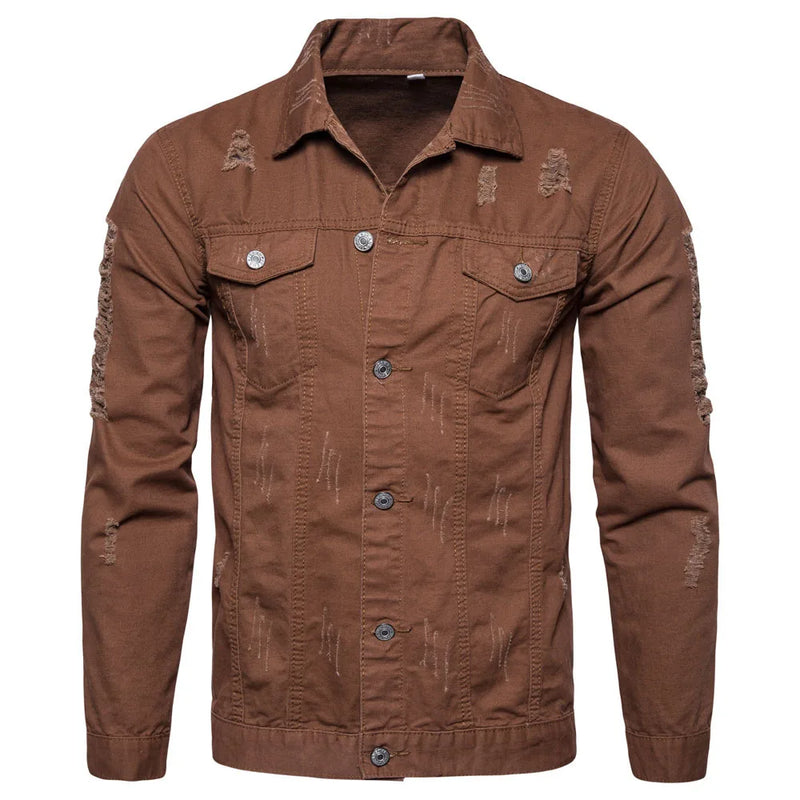 Denim Casual Jacket Solid Single Breasted Patch Pocket Jacket Clothing Leather Jacket Clothing