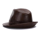 Fedoras Hats Men Genuine Leather Retro Jazz Caps Gentleman Real Leather Luxury Winter Classic Felt Trilby Hat