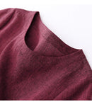 Summer Elegant Woven Linen Midi Dress Women Casual Slim Waist Drawstring Dresses Retro