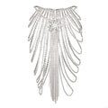 Silver necklace with fringe on a white background, Obroi