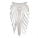 Silver necklace with fringe on a white background, Obroi