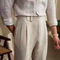Men Straight Fit Suit Pants Formal Retro Pants Casual Trousers Dress