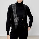 Genuine Leather Waistcoat Fall Winter Retro Single Breasted Vest Jacket For Women