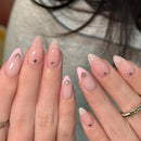 Luxury Gold Metal Line Flower Star Almond False Nails Moon Rhinestone Punk Nail Art Press on Nails