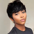 Natural Look Short Pixie Cut Human Hair Wig Full Machine-Made Wig for Women For Women