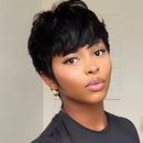Natural Look Short Pixie Cut Human Hair Wig Full Machine-Made Wig for Women For Women