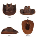 Genuine Leather Men Western Cowboy Hat Vintage Cap Handcrafted Western Shapeable