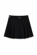 Black pleated skirt with a belt on a white background, Obroi