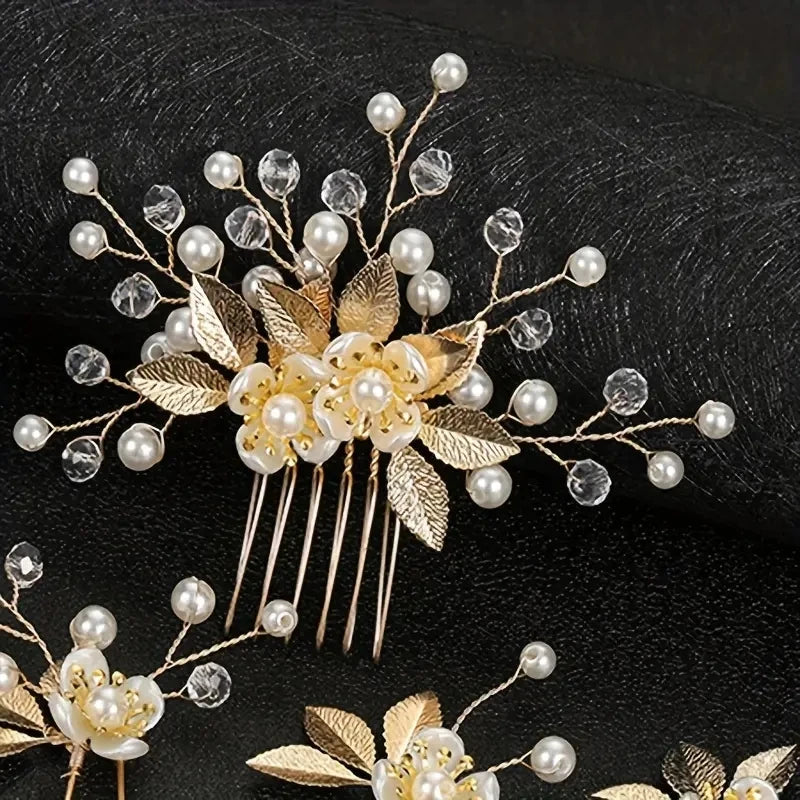 Crystal Luxury Hair Sweet Romantic Women Bride Wedding Accessories Jewelry Hair Clip Hair Comb Set