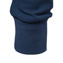 Waffle Cotton Solid Men Tshirts Single Pocket Long Sleeve Tee Shirts for Men Spring Basic Breathable Tops Men