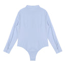 Women Bodysuit for Office Lady Turn-down Collar Long Sleeve Button Down Easy Care Work Bodysuit Shirt for Evening Cocktail Party