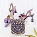 Shoes and bag Shiny full diamond bags and stiletto shoes pointed toe shoes