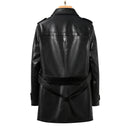 Autumn and Winter Long Leather Trench Coat Men's Handsome Trench Coat