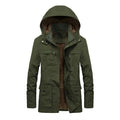 Winter Fleece Parkas Men Cotton Army Green Windbreaker Coat Male Detachable Hood Jacket Man