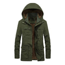 Winter Fleece Parkas Men Cotton Army Green Windbreaker Coat Male Detachable Hood Jacket Man