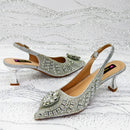 Women Shoes Heels and Bags Rhinestone Chain Ladies Wedding Party Elegant