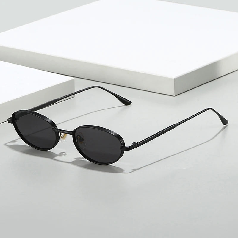 Vintage Oval Metal Sunglasses Shades Gradient Shades UV400 Punk Sun Glasses