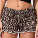 Retro Kawaii Leopard Ruffle Shorts for Women Slim Fit Elastic Bloomers