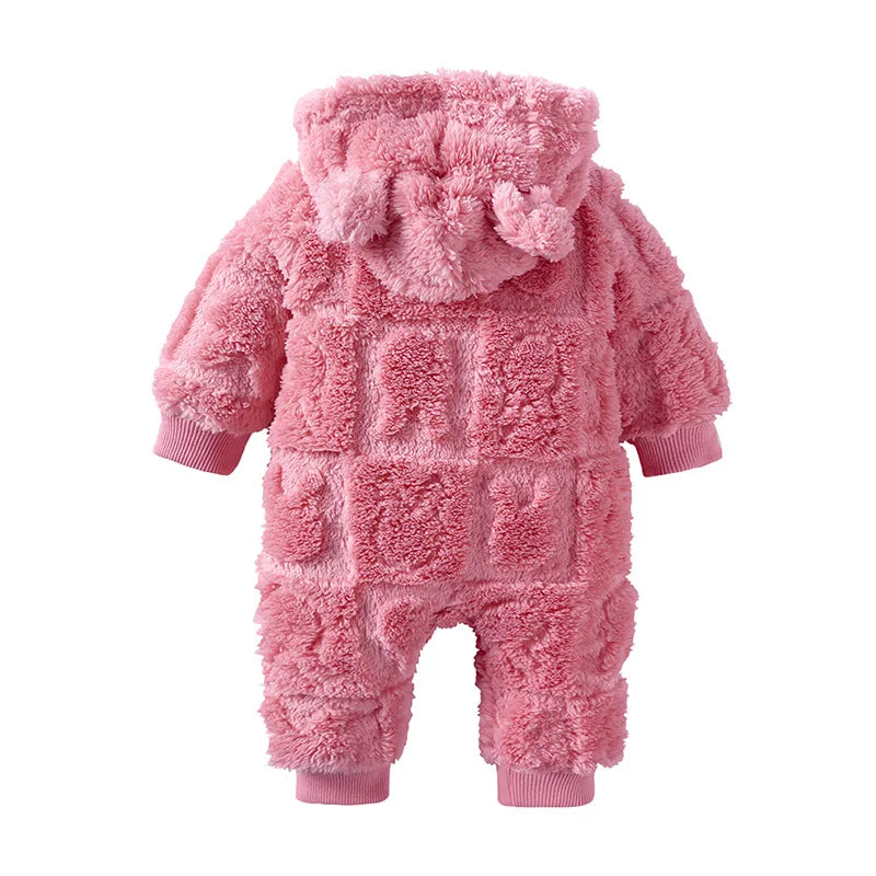 Toddler Cute Rompers Outerwear Snowsuits Winter Warm Fleece Newborn Baby Hooded Jumpsuit
