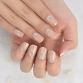 24pcs Short Full Cover Glitter Press On Nail Tips Nails Charm Fingernails For Daily Wear Wedding Shopping Working With Tabs