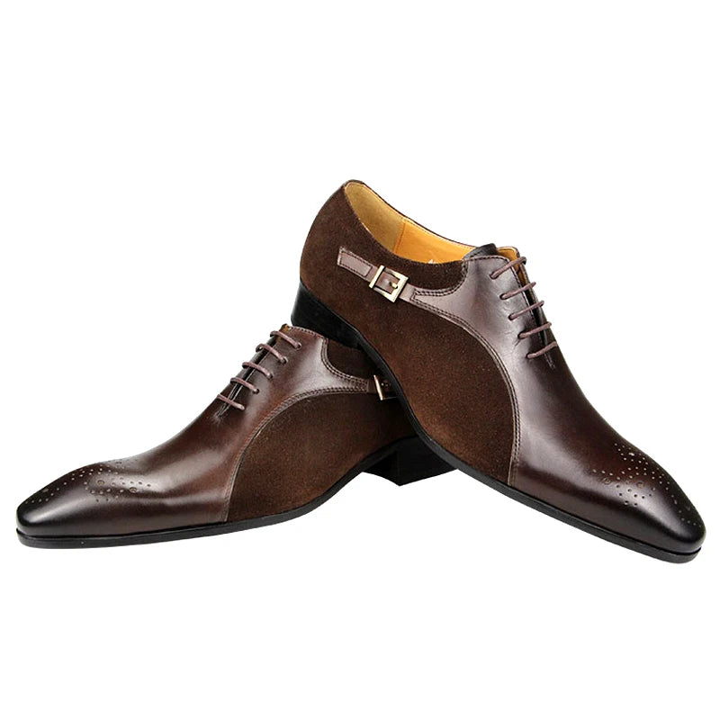 Men Dress Shoes Wedding Man Shoe Leather Genuine Luxury Brogue Handmade Formal Shoes