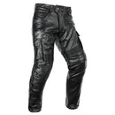 Men's Autumn Winter Punk Slim Casual Trousers Retro Leather Motorcycle Pants Windproof Warm