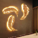 Nordic Modern Bamboo Led Wall Lamp Handwoven Big Fish Wall Lamp Living Room Art Wall Home Decoration