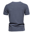 Cotton Waffle Henley T-Shirt for Men Solid Casual Short Sleeve Men's T-shirt Summer Designer Tops Tee Male