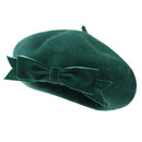Elegant Dark Green Wool Beret with Large Bow Inspired  Painter Cap for Women Perfec Outfits