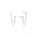 Drop Earring For Women Girls Double Studs Chain Tassel Piercing Earrings Jewelry Gift