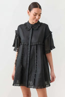 Women's Dress Elegant Ruffled Loose Dresses Casual New Straight Mini Dresses