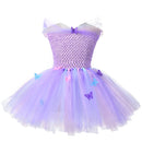 Girls Purple Butterfly Dresses Princess Tulle Dress Carnival Halloween Fairy Dress Costume for Kids
