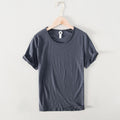 Summer Short-Sleeved Men Thin Section Casual Round Neck Cotton Short Solid Pullover Bottoming Sweatshirt T-Shirt