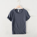 Summer Short-Sleeved Men Thin Section Casual Round Neck Cotton Short Solid Pullover Bottoming Sweatshirt T-Shirt