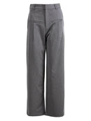 Pleated Wide Leg Casual Pants High Waist Fit Trousers Women Spring Autumn