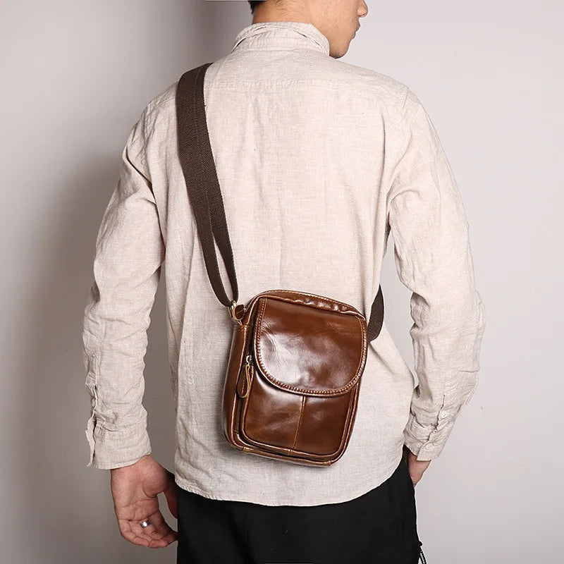 Men's leather simple shoulder bag crossbody men's bag