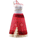 Dress with white top and red patterned skirt on a white background, Obroi